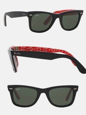 Ray-Ban Wayfarer Sunglasses with Red Patterned Temple Lining